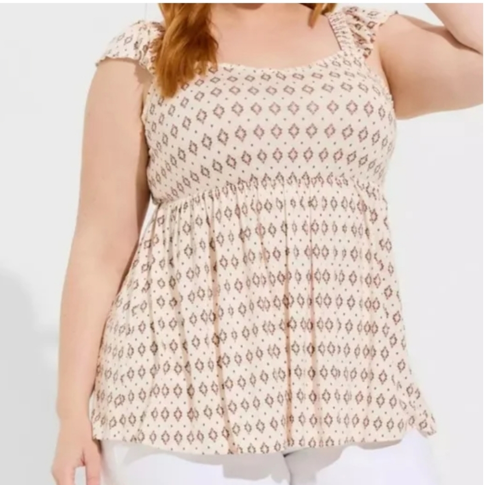 Torrid Cream and Pink Top